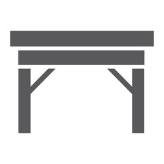 Obraz premium Table glyph icon, furniture and home, desk sign, vector graphics, a solid pattern on a white background.