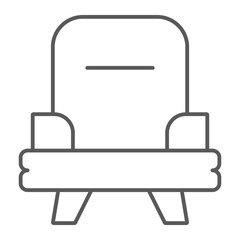 Armchair thin line icon, furniture and home, chair sign, vector graphics, a linear pattern on a white background.