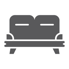 Sofa glyph icon, furniture and home, couch sign, vector graphics, a solid pattern on a white background.