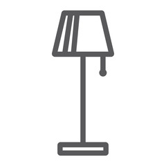 Floor lamp line icon, furniture and home, light sign, vector graphics, a linear pattern on a white background.