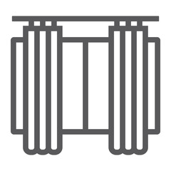 Curtains line icon, furniture and home, window sign, vector graphics, a linear pattern on a white background.
