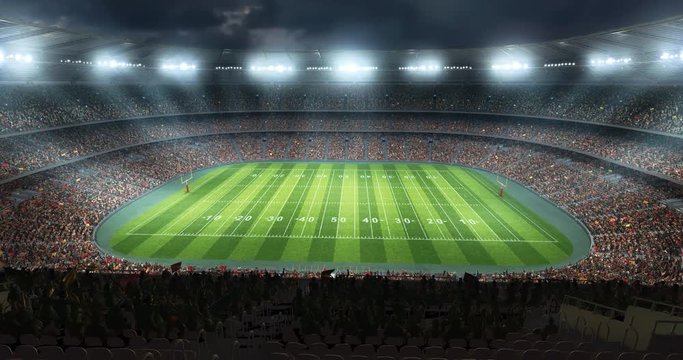 4k footage of an American football stadium. The stadium was made in 3d without using existing references. 