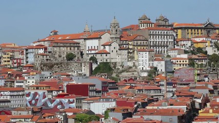 Architecture and historical buildings of the Portuguese city of Porto. View from the river Douro.