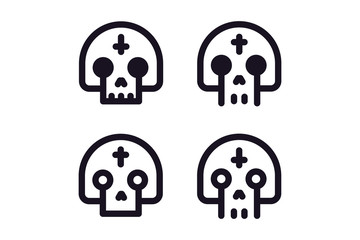 skulls outline vector icon set. halloween theme