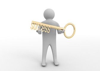 3d man with a key to success