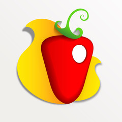 Paper vector red hot chili pepper label isolated