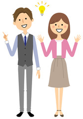 若いカップル　ひらめく