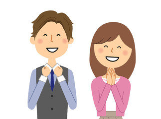 若いカップル　喜ぶ