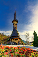 Vertical picture with Barsana monastery from Maramures, in Sigetu Marmatiei, Romania