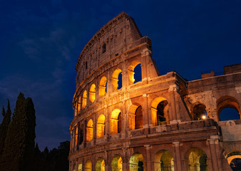 Rome Colosseum at Night Architecture in Rome City Center