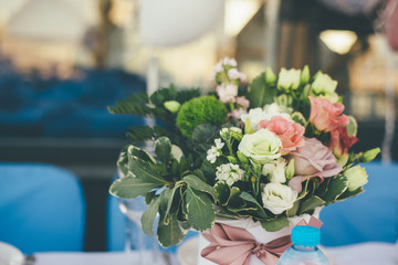 Beautiful wedding bouquet of flowers in focus