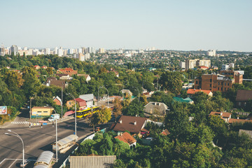 Obraz premium Landscape of Kyiv city in smooth evening light