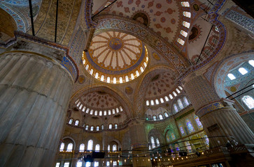 Fototapeta na wymiar Blue mosque Sultanahmet interior view turkish architecture islam religion temple cultural heritage