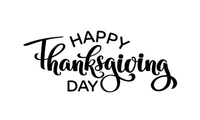 Happy thanksgiving day autumn typography. Hand drawn Lettering for thanksgiving dinner invitation, holiday card, poster, banner, social media, web site. Isolated celebration quote for event concept