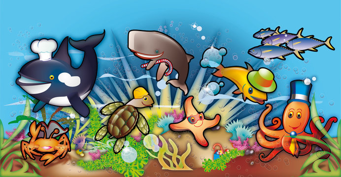 cartoon Fondale marino con pesci