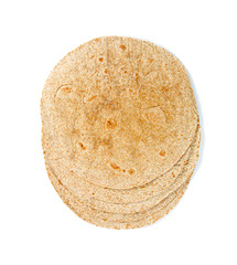 whole grain tortilla isolated