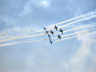 Italian demoteam Frecce Tricolori at Airshow in Moscow