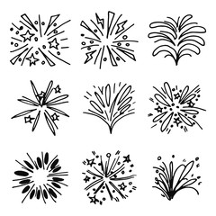 Obraz premium salutes festive set of skits icons. isolated vector object