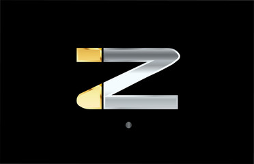 z silver gold letter alphabet logo icon design