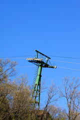 Aerial ropeway in Panshan Mountain scenic spot, ji county, tianjin, China.