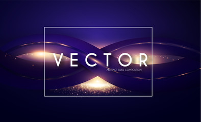 Abstract Backrgound with 3D Elements and Gold Light Effect.