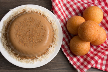 Natilla and buñuelos traditional colombian food.
