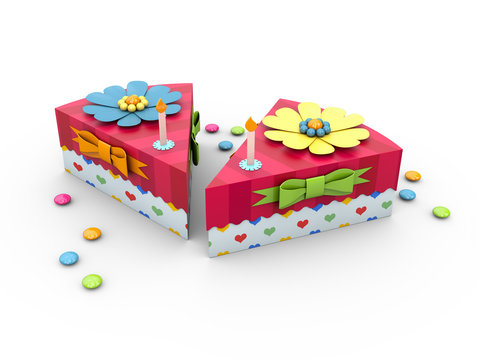 Holiday triangle Cardboard Cake or pie Box, Packaging For Food, Gift Or Other Products 3d Illustration
