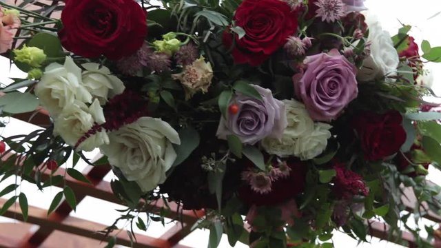 Flower arrangement on wedding canope
