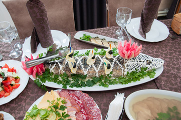 pike stuffed fish, New Year's, Christmas holiday delicacy dish