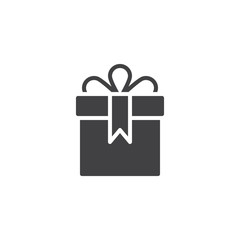 Present box vector icon. filled flat sign for mobile concept and web design. Square gift box simple solid icon. Symbol, logo illustration. Pixel perfect vector graphics