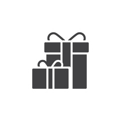 Gift boxes with bow ribbon vector icon. filled flat sign for mobile concept and web design. Present box simple solid icon. Symbol, logo illustration. Pixel perfect vector graphics