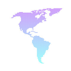 Fototapeta na wymiar Colorful dotted North and South America map vector flat design