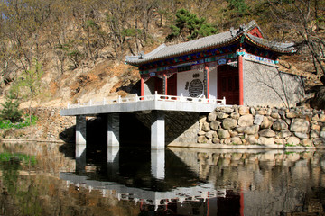 ancient China stage landscape architecture in Panshan Mountain scenic spot, china
