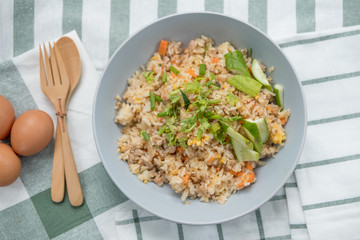 Fried rice mix pork and egg. Thai called 