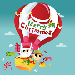 Super Cute Merry Christmas Santa Hot Air Balloon