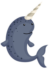a vector of a narwhal with it's horn © Inkley