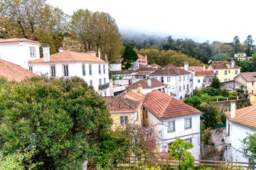 Fototapeta na wymiar Colorful homes of Sintra, colorful town near Lisbon, Portugal