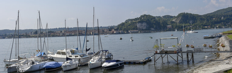 The village of Arona on lake Maggiore in Italy