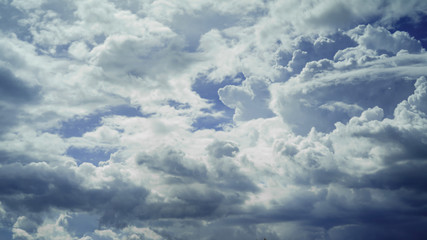 Cloud groups patterns on bright blue sky background on Monsoon season