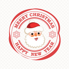 Christmas print with smiling Santa Claus face and text,