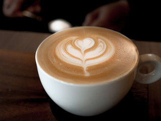 Hot Latte on a Wooden Table