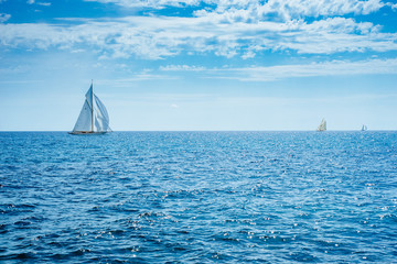 "Vintage Sails 2018", Imperia, Italy, 6 September 2018, historical regatta with historical sailing boats in the Ligurian Sea