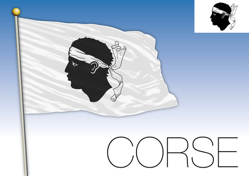 Corsica regional flag, France, vector illustration