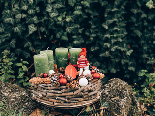 Advent wreath for the pre Christmas time. DIY Christmas decoration. Home decor. DIY advent...