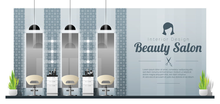 Interior background of modern beauty salon , vector , illustration