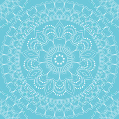 Seamless pattern with mandala ornament. Hand drawn illustration