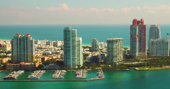 Miami Beach marina and highrise condominiums