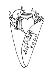 Japan seafood icon in hand drawn style.