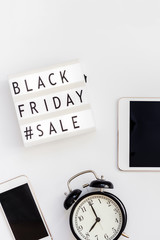 Black friday sale text on white lightbox