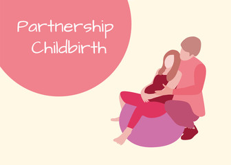 Partnership childbirth banner in a modern cartoon style.